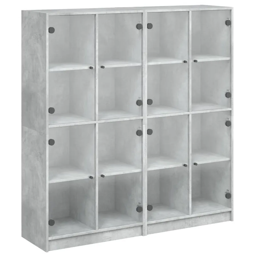 Bibliothèque avec portes gris béton 136x37x142 cm - 2