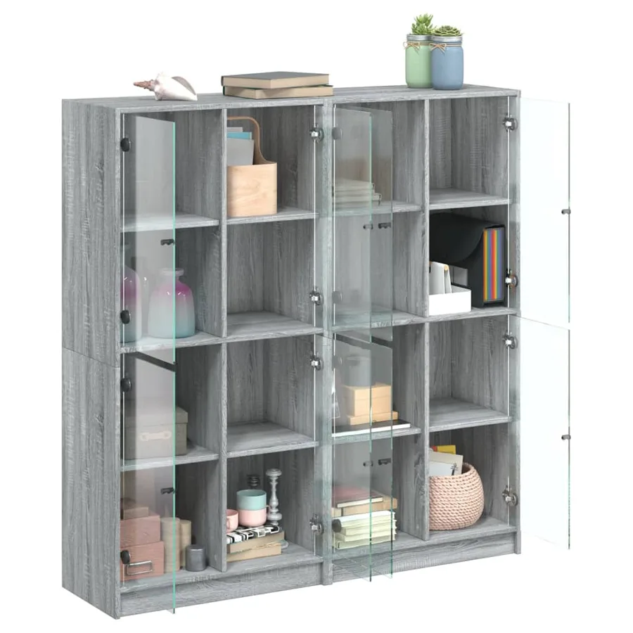 Bibliothèque avec portes sonoma gris 136x37x142 cm - 4