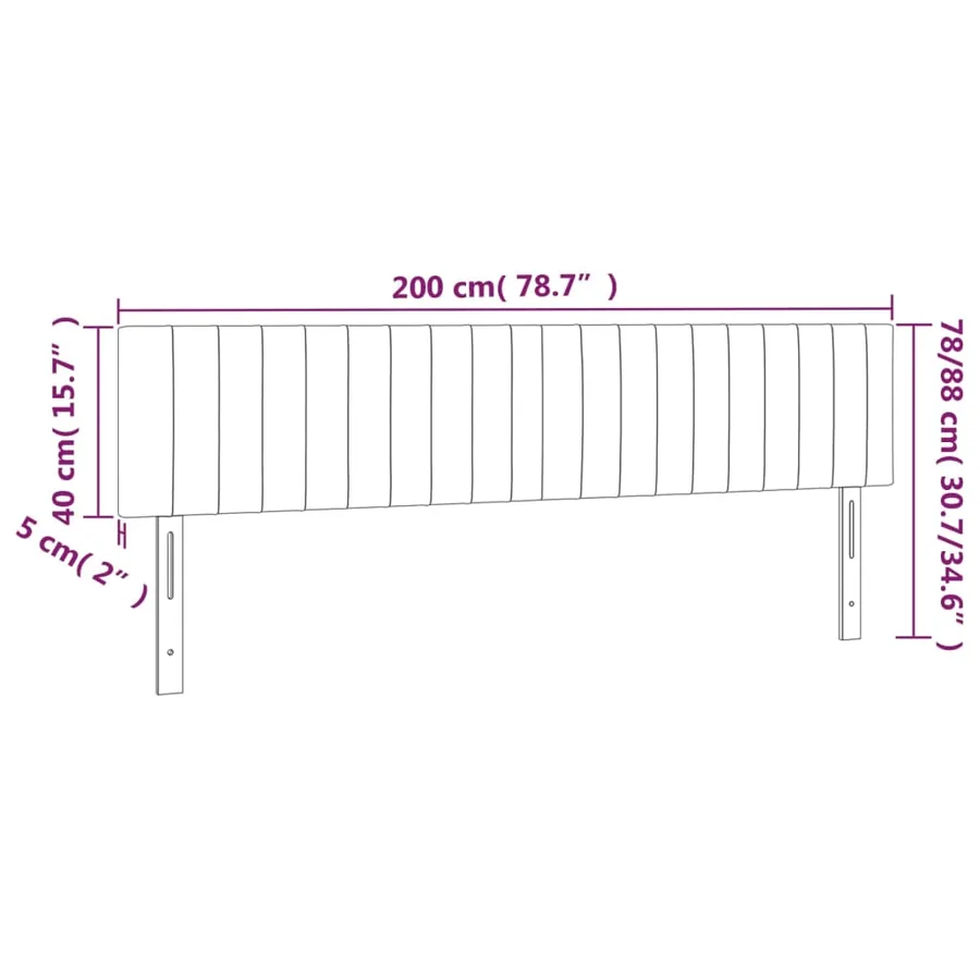 Têtes de lit Gris foncé 200x5x78/88 cm Tissu - 8