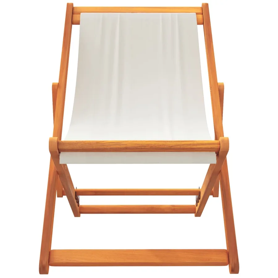 Chaises de plage pliables lot de 2 blanc crème tissu - 4