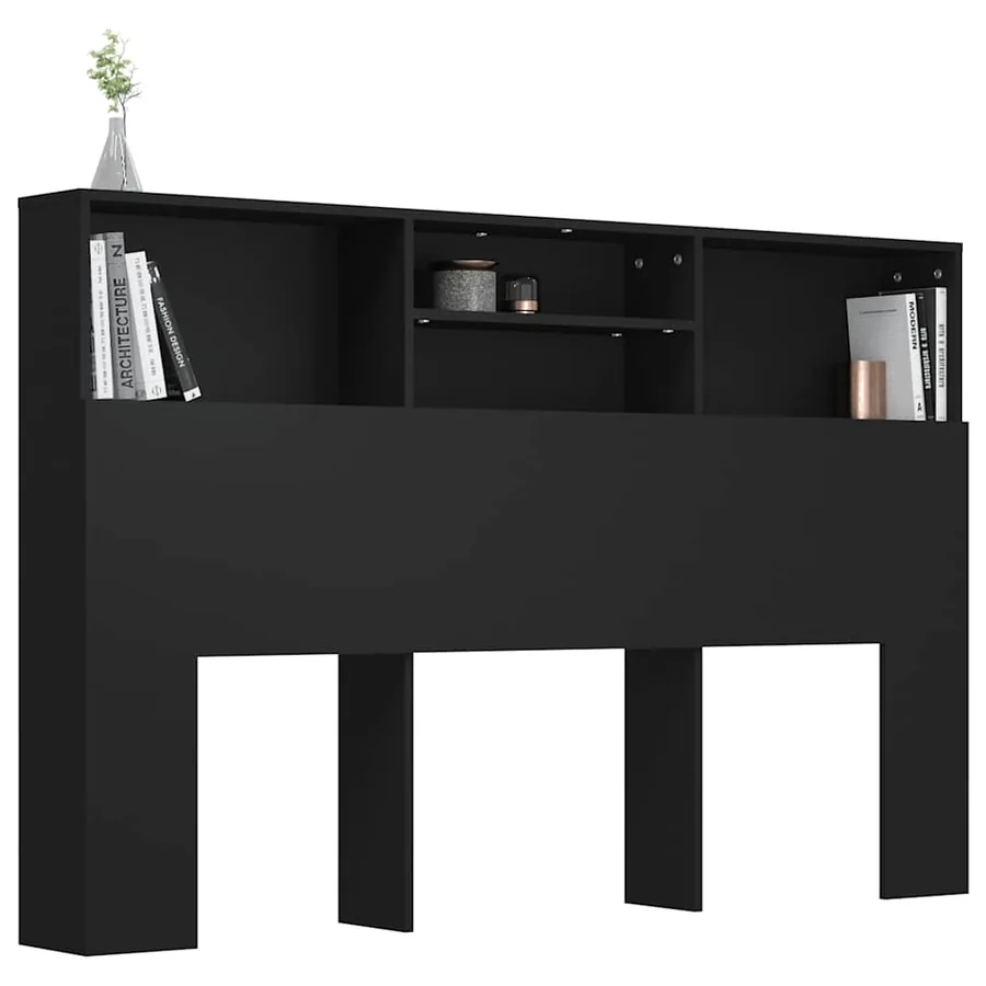Armoire de tête de lit Noir 160x19x103,5 cm - 4