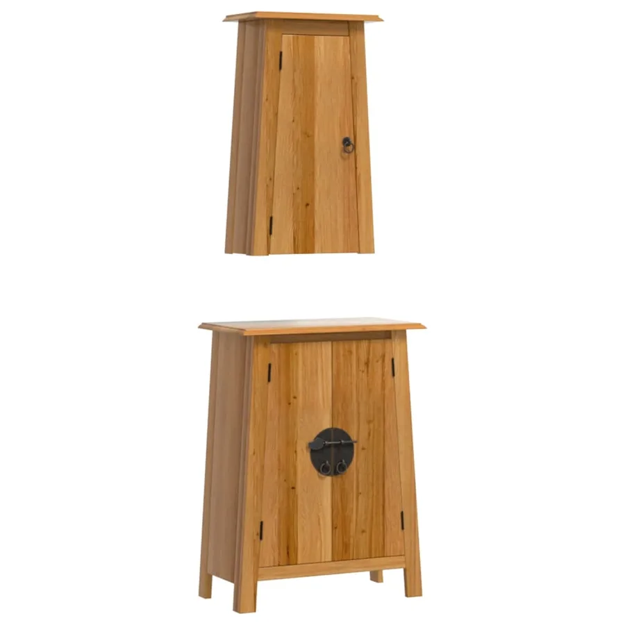 Ensemble de meubles de salle de bain 2 pcs bois de pin massif - 2