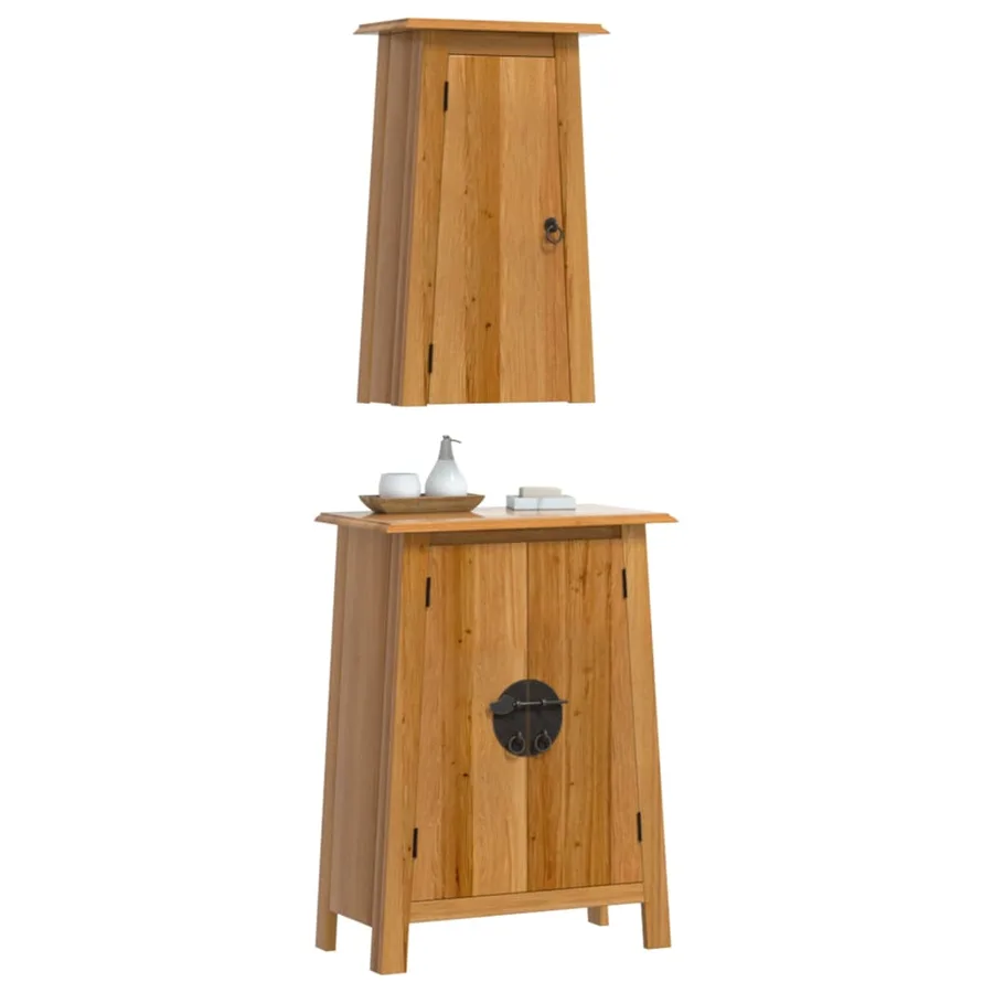 Ensemble de meubles de salle de bain 2 pcs bois de pin massif - 3