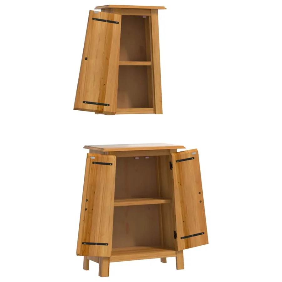 Ensemble de meubles de salle de bain 2 pcs bois de pin massif - 4