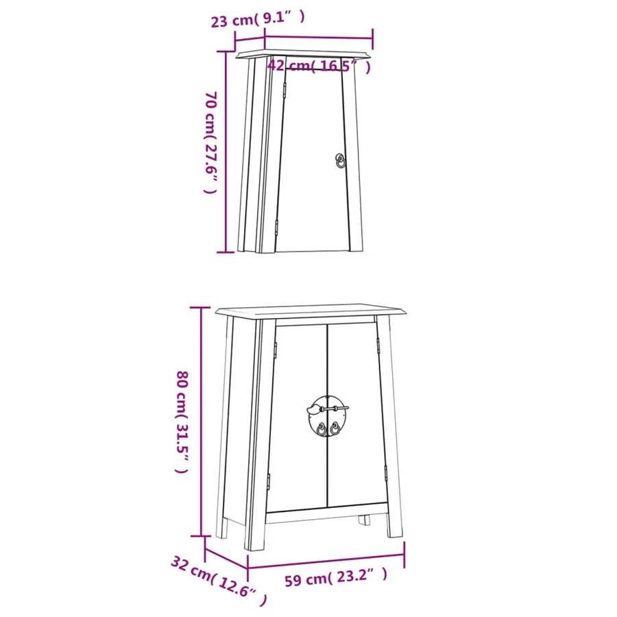 Ensemble de meubles de salle de bain 2 pcs bois de pin massif - 9