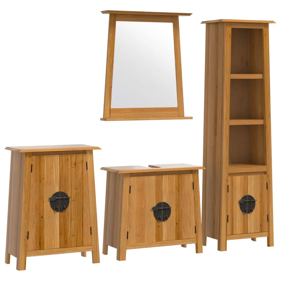 Ensemble de meubles de salle de bain 4 pcs bois de pin massif - 2