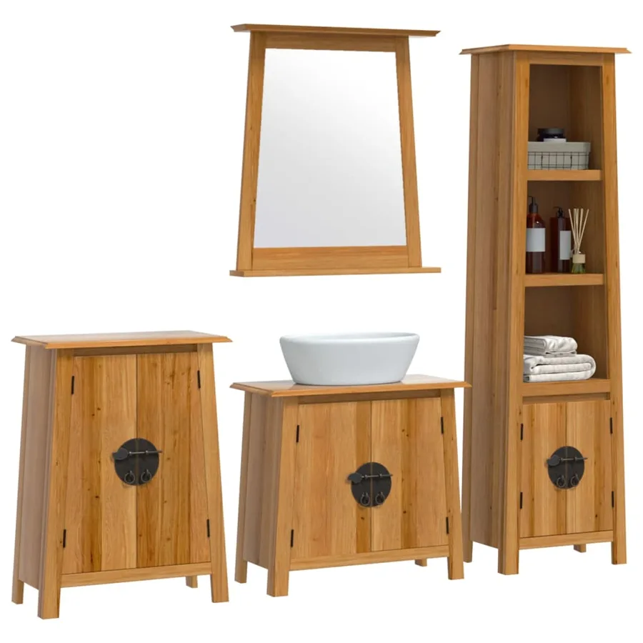 Ensemble de meubles de salle de bain 4 pcs bois de pin massif - 3