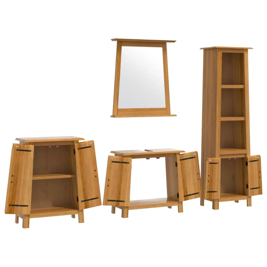 Ensemble de meubles de salle de bain 4 pcs bois de pin massif - 4
