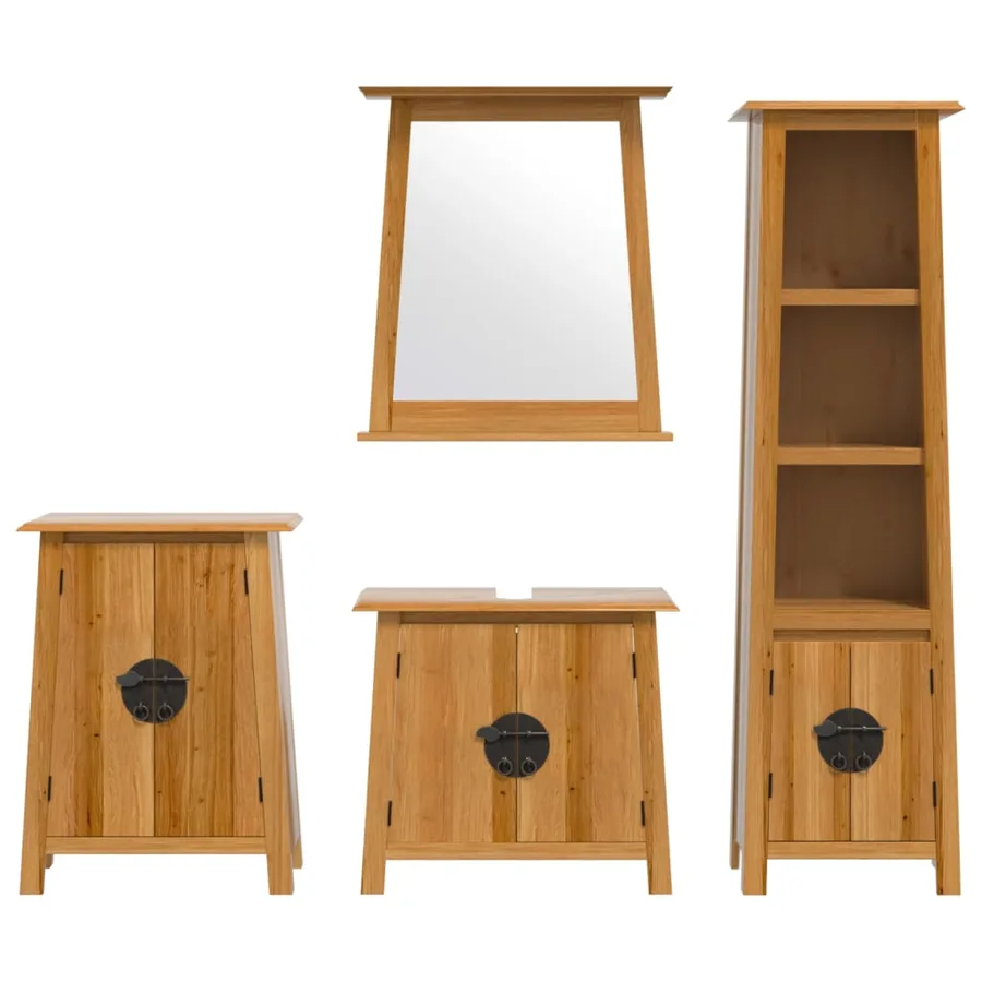 Ensemble de meubles de salle de bain 4 pcs bois de pin massif - 5
