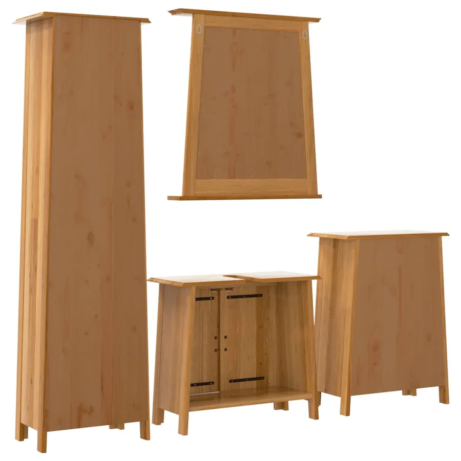 Ensemble de meubles de salle de bain 4 pcs bois de pin massif - 7