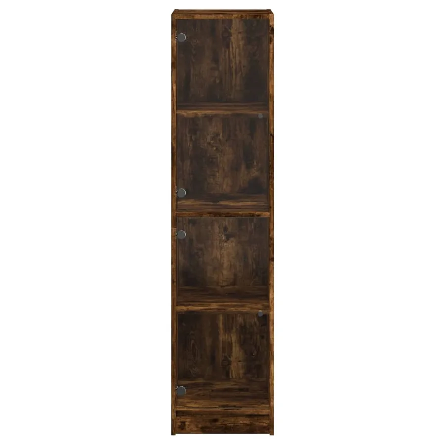 Buffet avec portes en verre chêne fumé 35x37x142 cm - 6