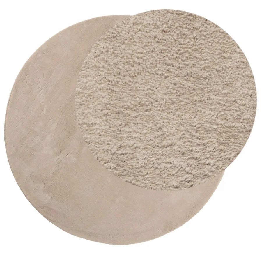 Tapis HUARTE à poils courts doux et lavable sable Ø 160 cm - 3