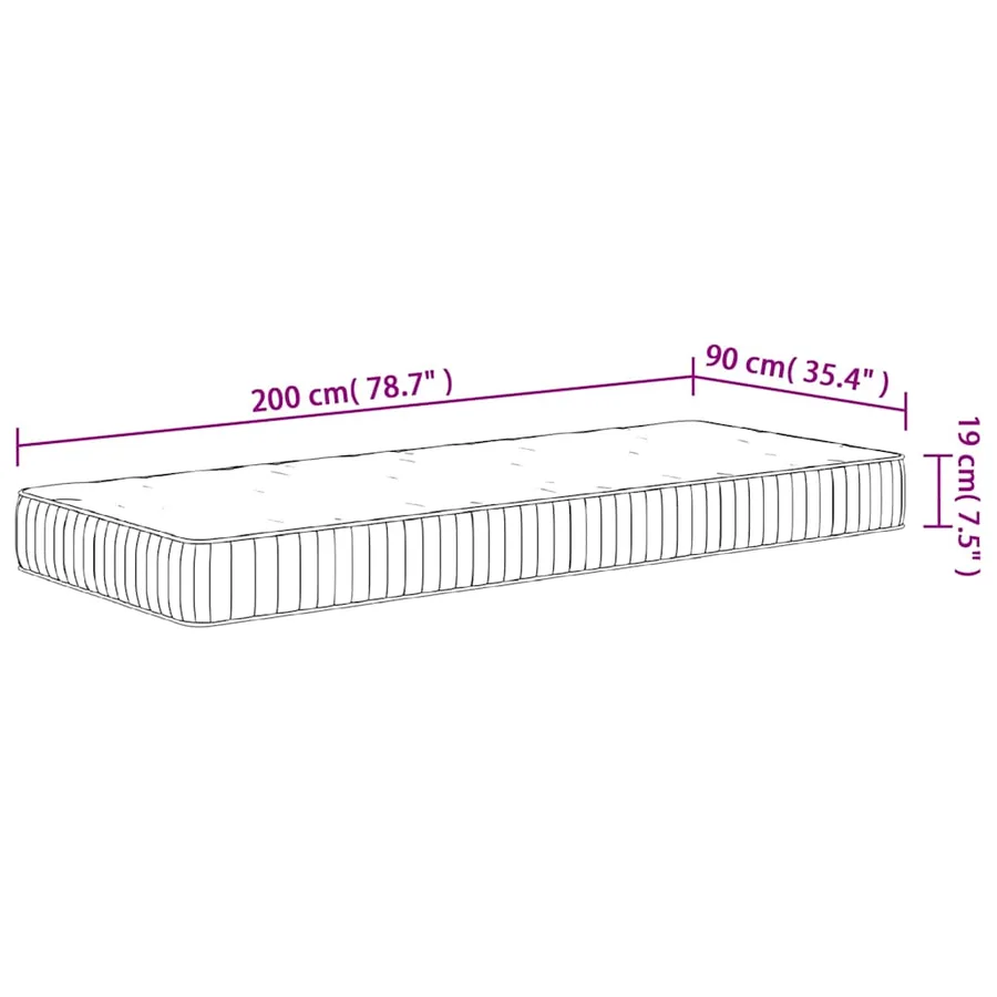 Matelas à ressorts ensachés moyen 90x200 cm - 9