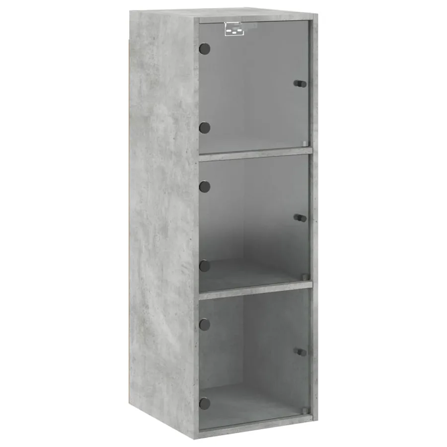 Armoire murale avec portes en verre gris béton 35x37x100 cm - 2