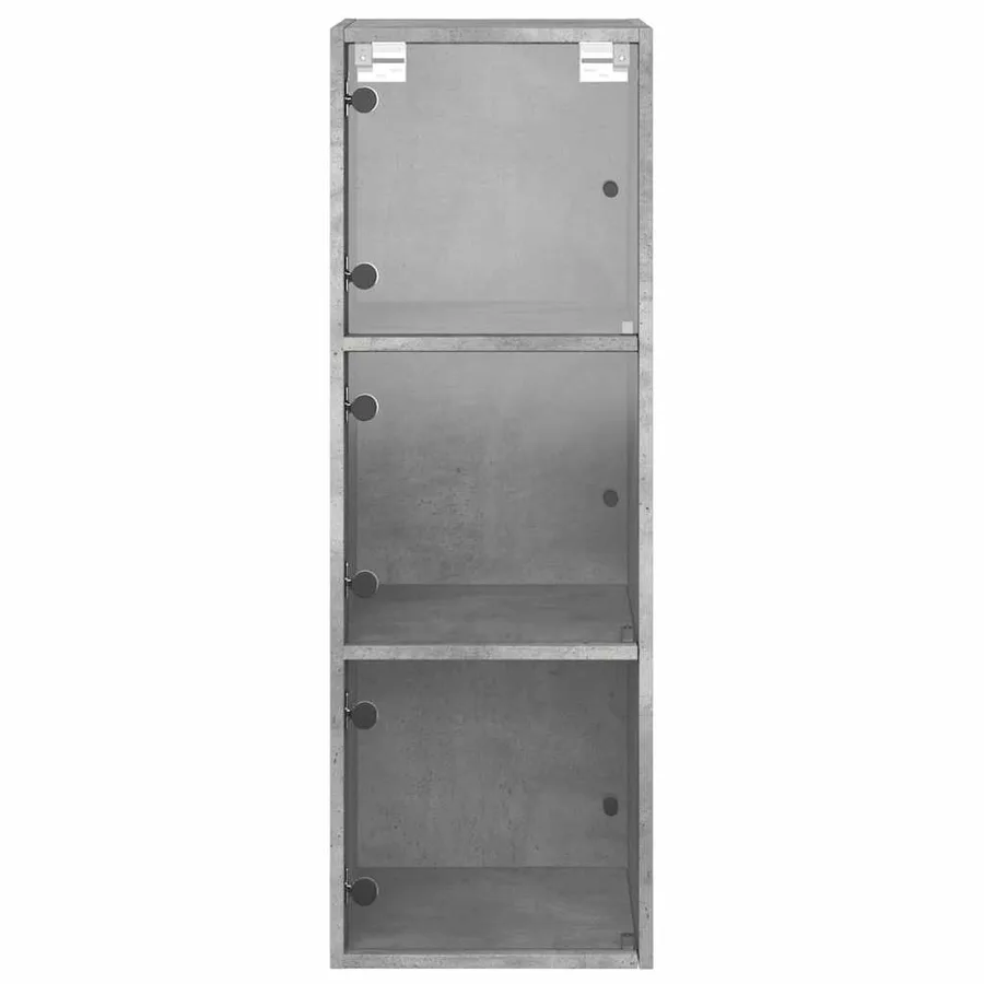 Armoire murale avec portes en verre gris béton 35x37x100 cm - 6