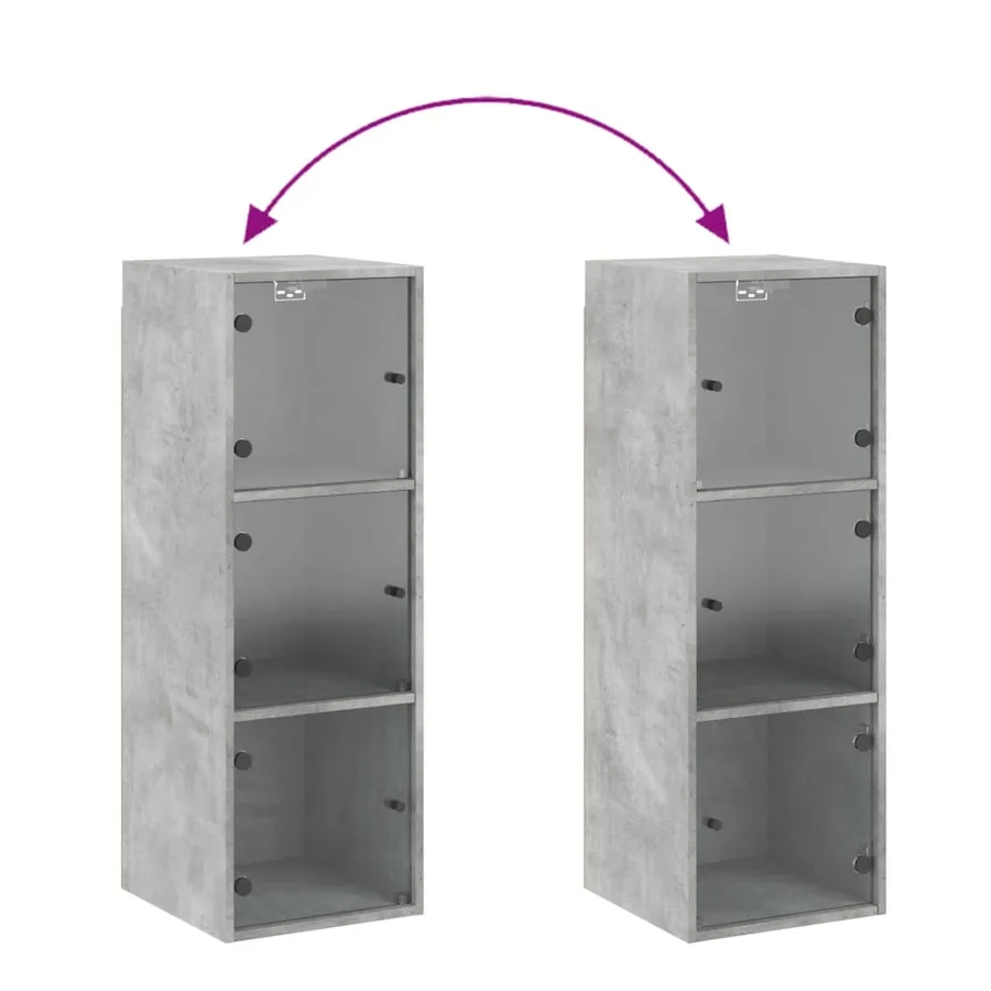 Armoire murale avec portes en verre gris béton 35x37x100 cm - 9