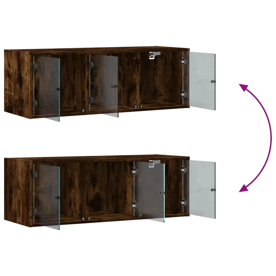 Armoire murale avec portes en verre chêne fumé 102x37x35 cm - 11