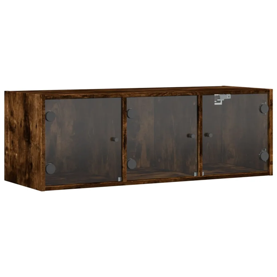 Armoire murale avec portes en verre chêne fumé 102x37x35 cm - 2