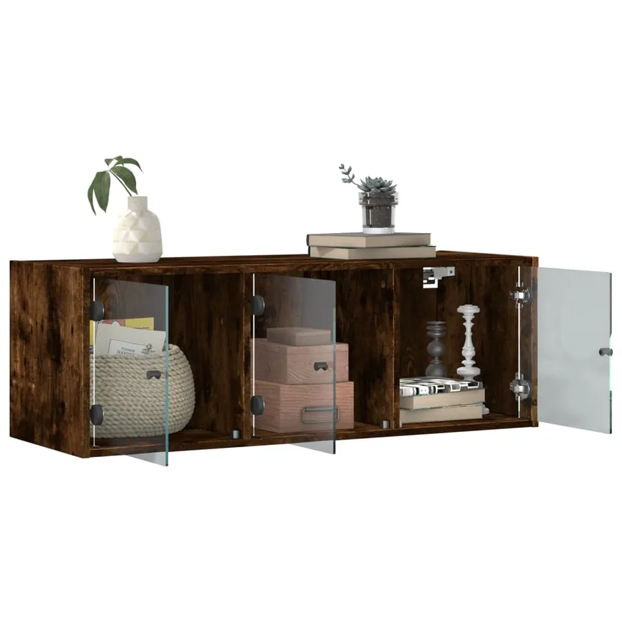 Armoire murale avec portes en verre chêne fumé 102x37x35 cm - 5