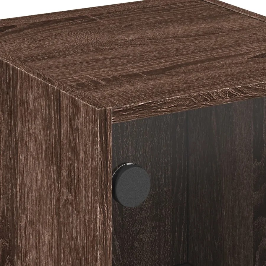 Tables de chevet et portes vitrées 2pcs chêne marron 35x37x42cm - 10