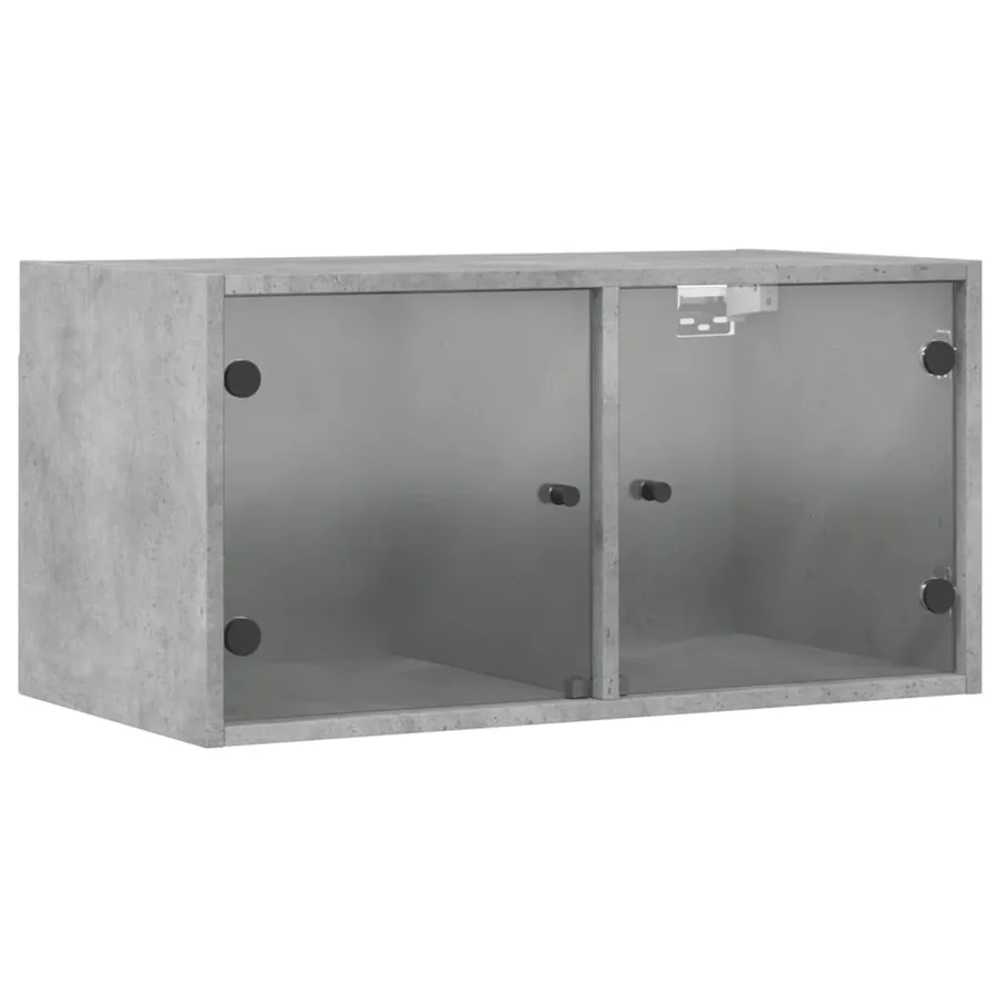 Armoire murale avec portes en verre gris béton 68,5x37x35 cm - 2