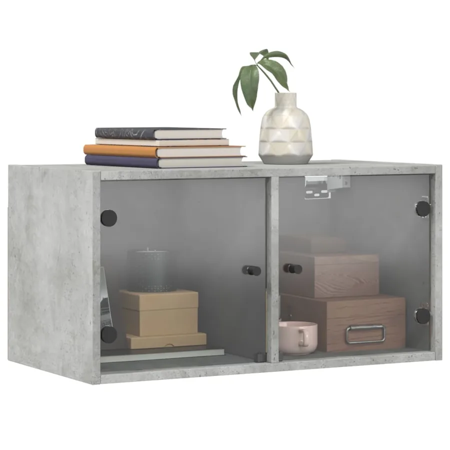 Armoire murale avec portes en verre gris béton 68,5x37x35 cm - 4