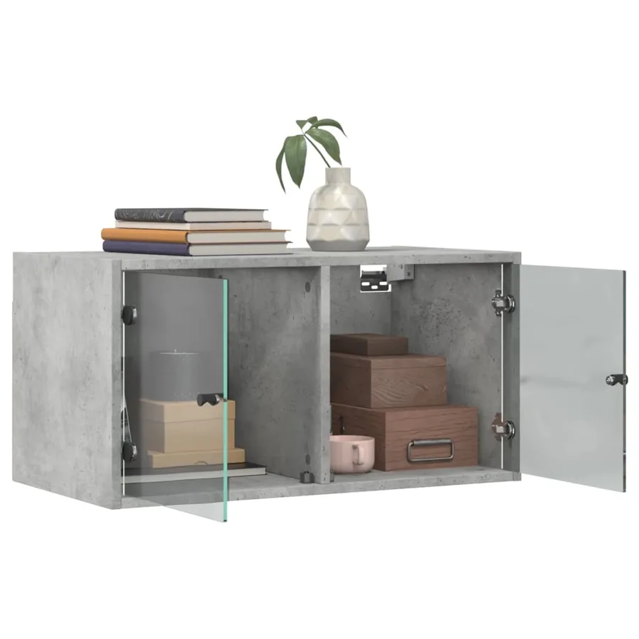 Armoire murale avec portes en verre gris béton 68,5x37x35 cm - 5
