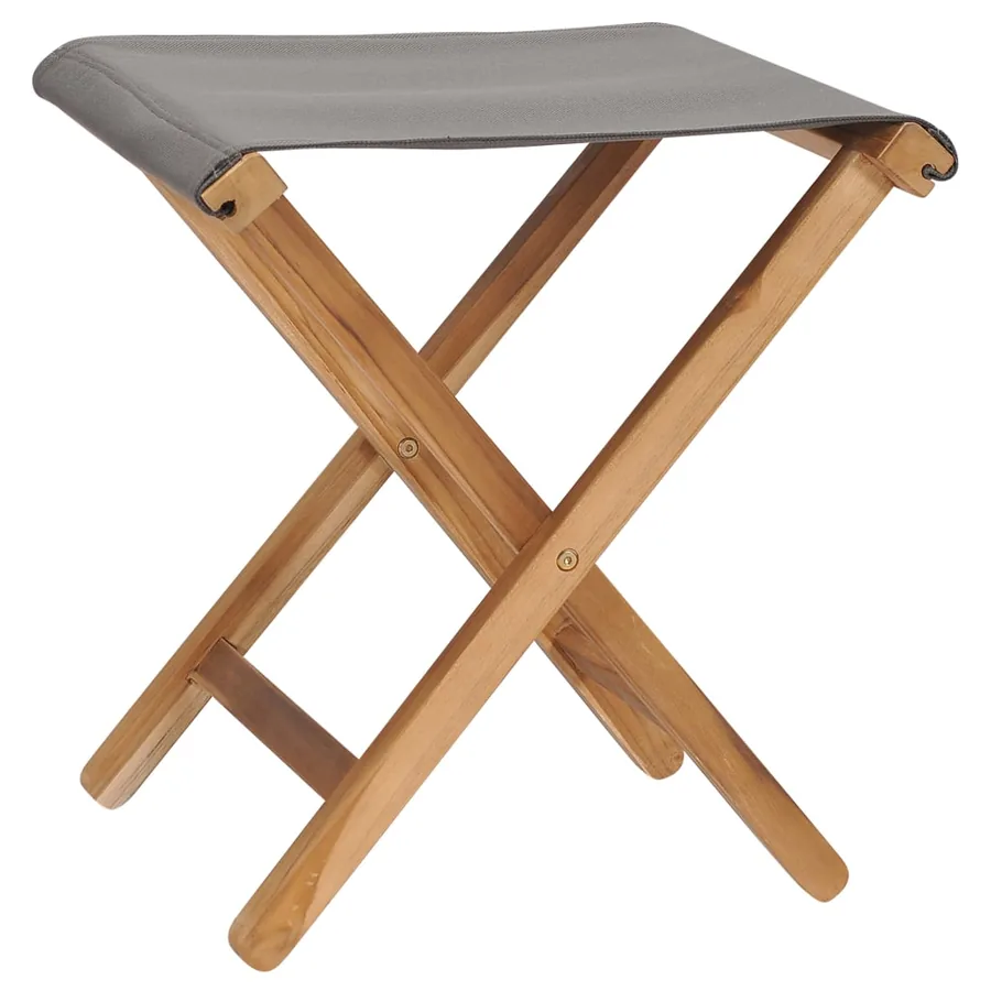Chaises pliables lot de 2 Bois teck solide et tissu Gris foncé - 2