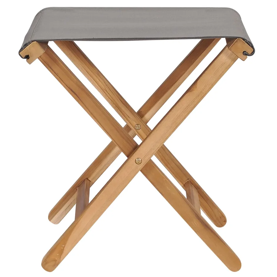 Chaises pliables lot de 2 Bois teck solide et tissu Gris foncé - 3