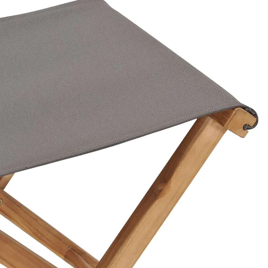 Chaises pliables lot de 2 Bois teck solide et tissu Gris foncé - 6