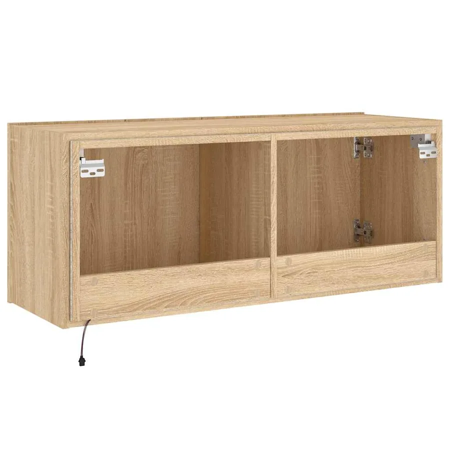 Meuble TV mural avec lumières LED chêne sonoma 100x35x41 cm - 11