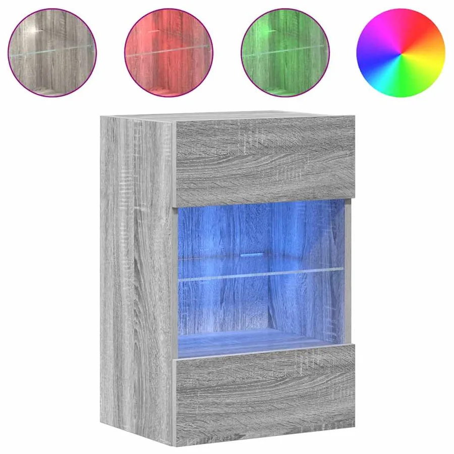 Meubles muraux avec lumières LED pour TV 2pcs sonoma gris 40x30x60,5cm - 5