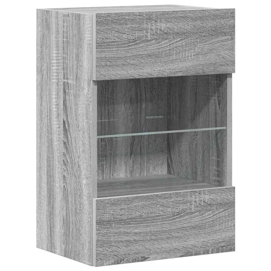Meubles muraux avec lumières LED pour TV 2pcs sonoma gris 40x30x60,5cm - 6