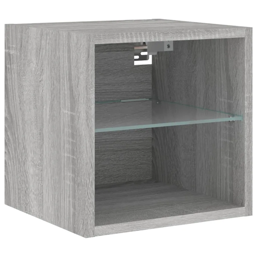 Meuble TV mural avec lumières LED sonoma gris 30x28,5x30 cm - 6