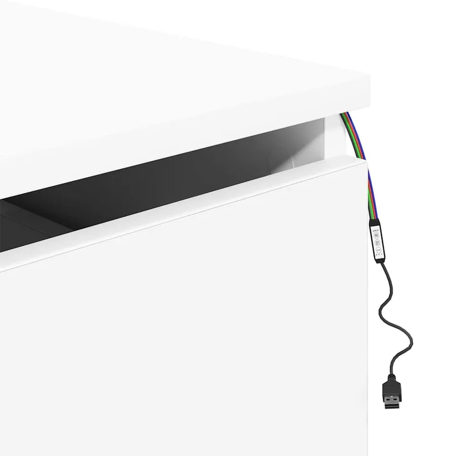 Tables de chevet murales avec lumières LED 2 pcs blanc - 12