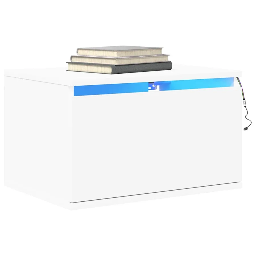 Tables de chevet murales avec lumières LED 2 pcs blanc - 6