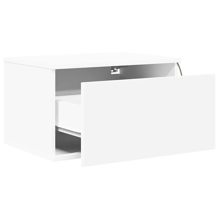 Tables de chevet murales avec lumières LED 2 pcs blanc - 8