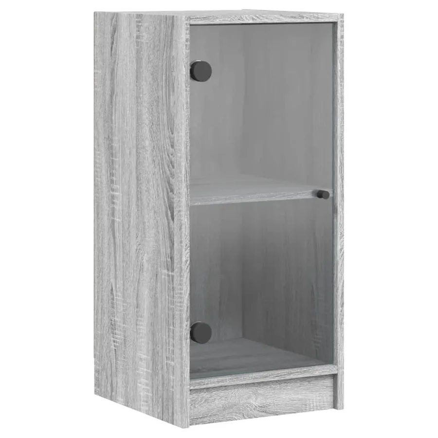 Armoire latérale avec portes en verre sonoma gris 35x37x75,5 cm - 2