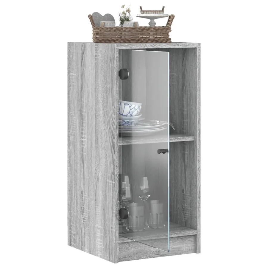 Armoire latérale avec portes en verre sonoma gris 35x37x75,5 cm - 5