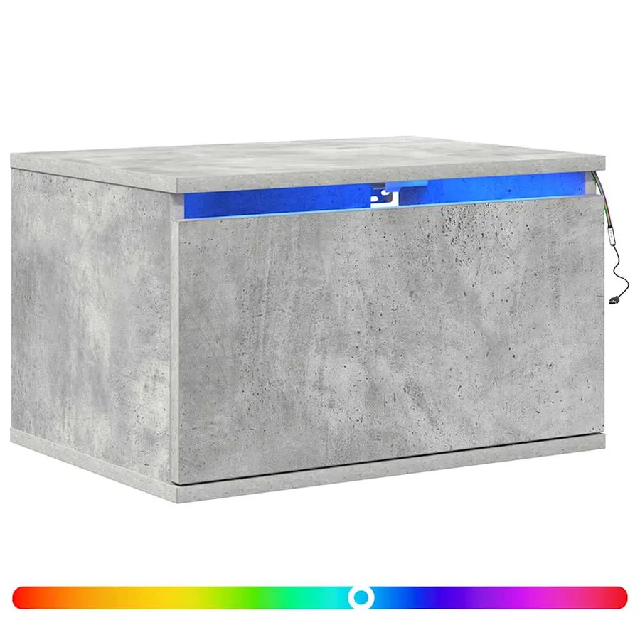 Tables de chevet murales avec lumières LED 2 pcs gris béton - 2