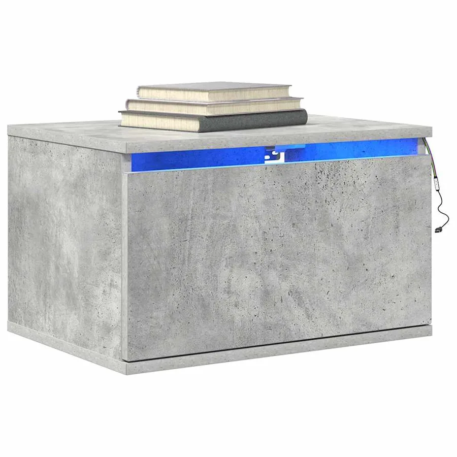 Tables de chevet murales avec lumières LED 2 pcs gris béton - 6