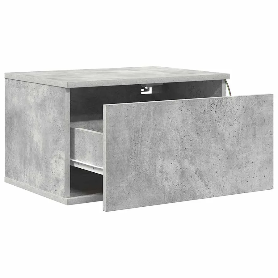 Tables de chevet murales avec lumières LED 2 pcs gris béton - 8