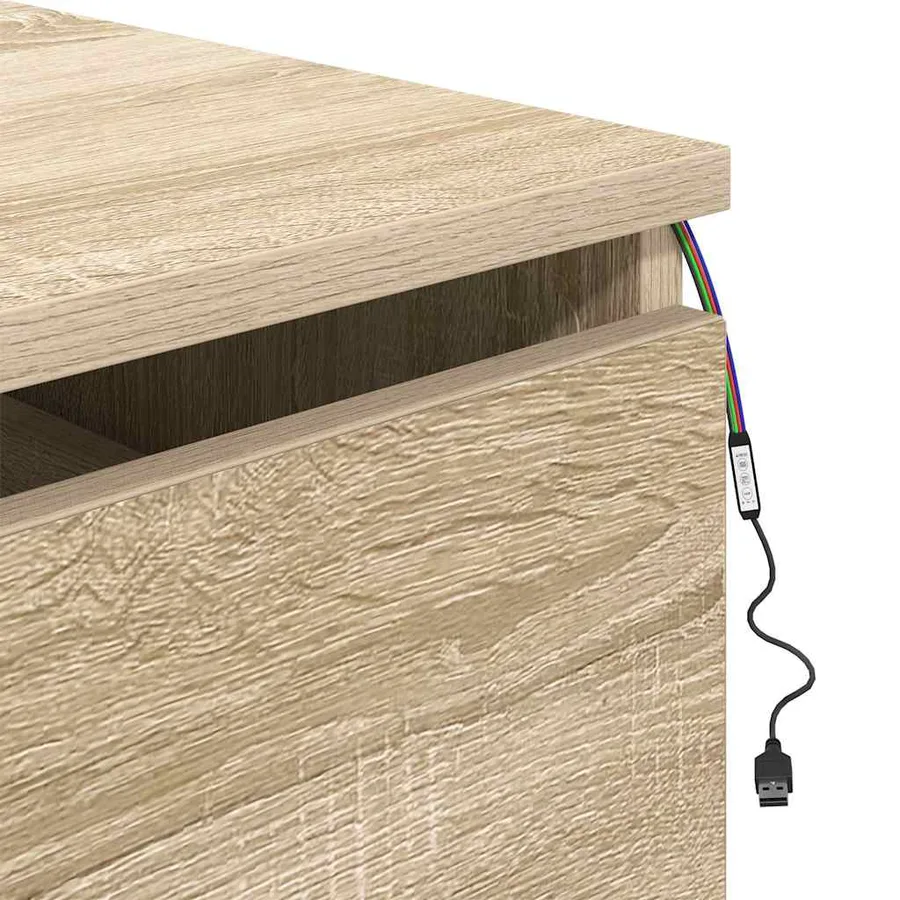 Tables de chevet murales avec lumières LED 2 pcs chêne sonoma - 12