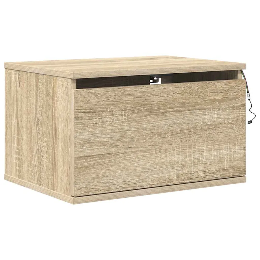 Tables de chevet murales avec lumières LED 2 pcs chêne sonoma - 7