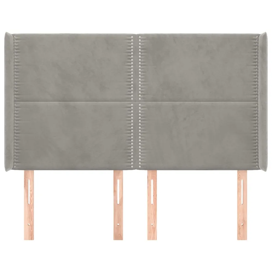Tête de lit avec oreilles Gris clair 147x16x118/128 cm Velours - 3