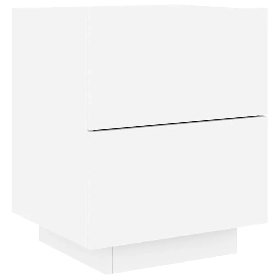 Armoire de chevet avec lumières LED blanc bois d'ingénierie - 3