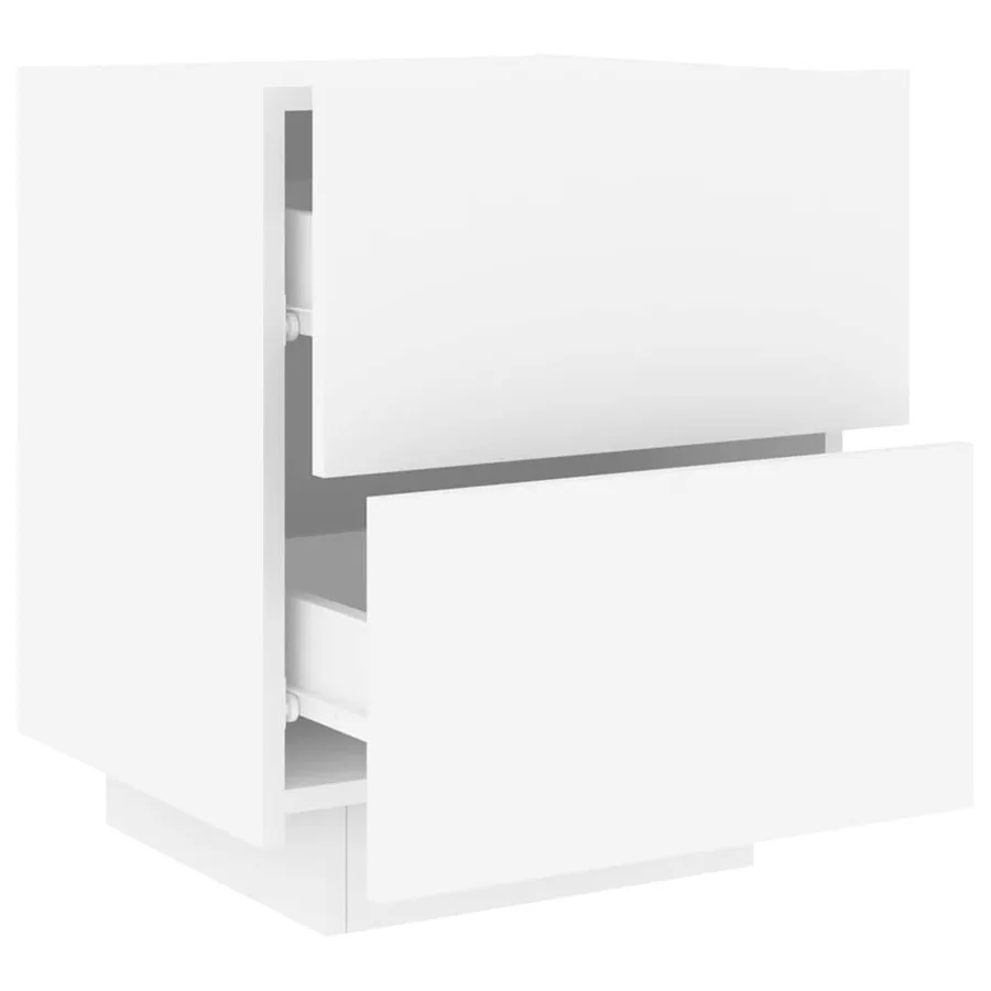 Armoire de chevet avec lumières LED blanc bois d'ingénierie - 6