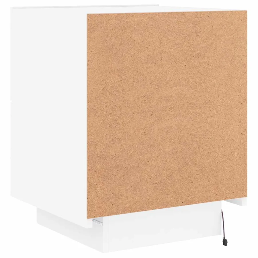 Armoire de chevet avec lumières LED blanc bois d'ingénierie - 9