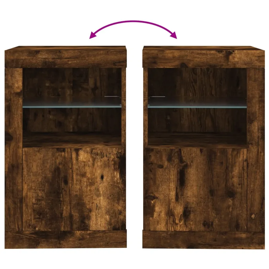 Armoires latérales et lumières LED 2 pcs chêne fumé - 11