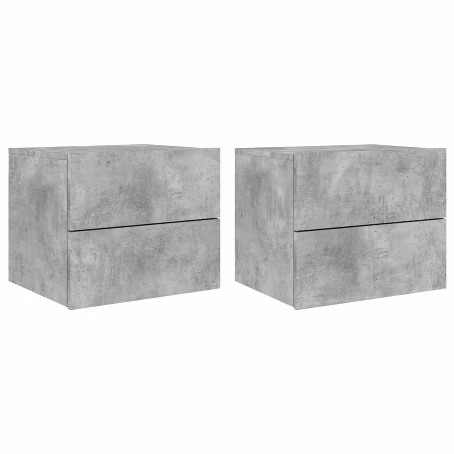 Tables de chevet murales avec lumières LED 2 pcs gris béton - 2